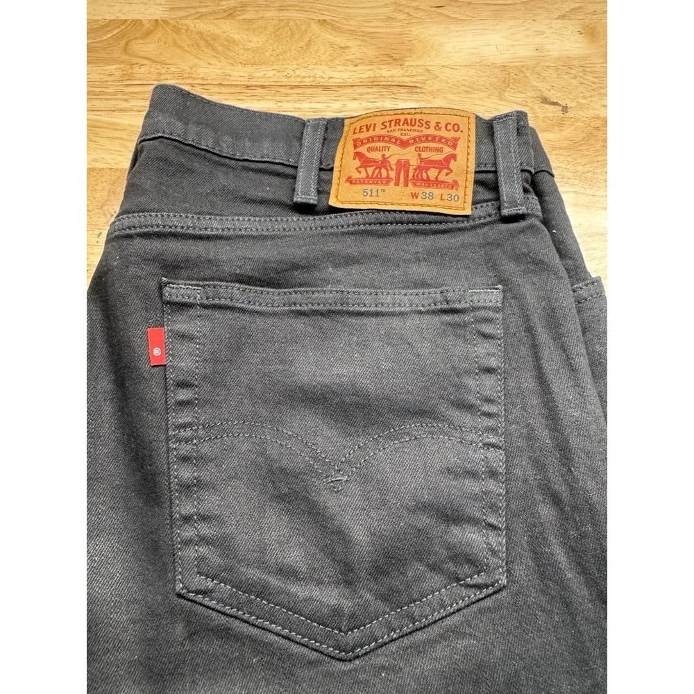 Levis 511 Slim Fit Black Denim‎ Jeans Men's 38X30 Stretch